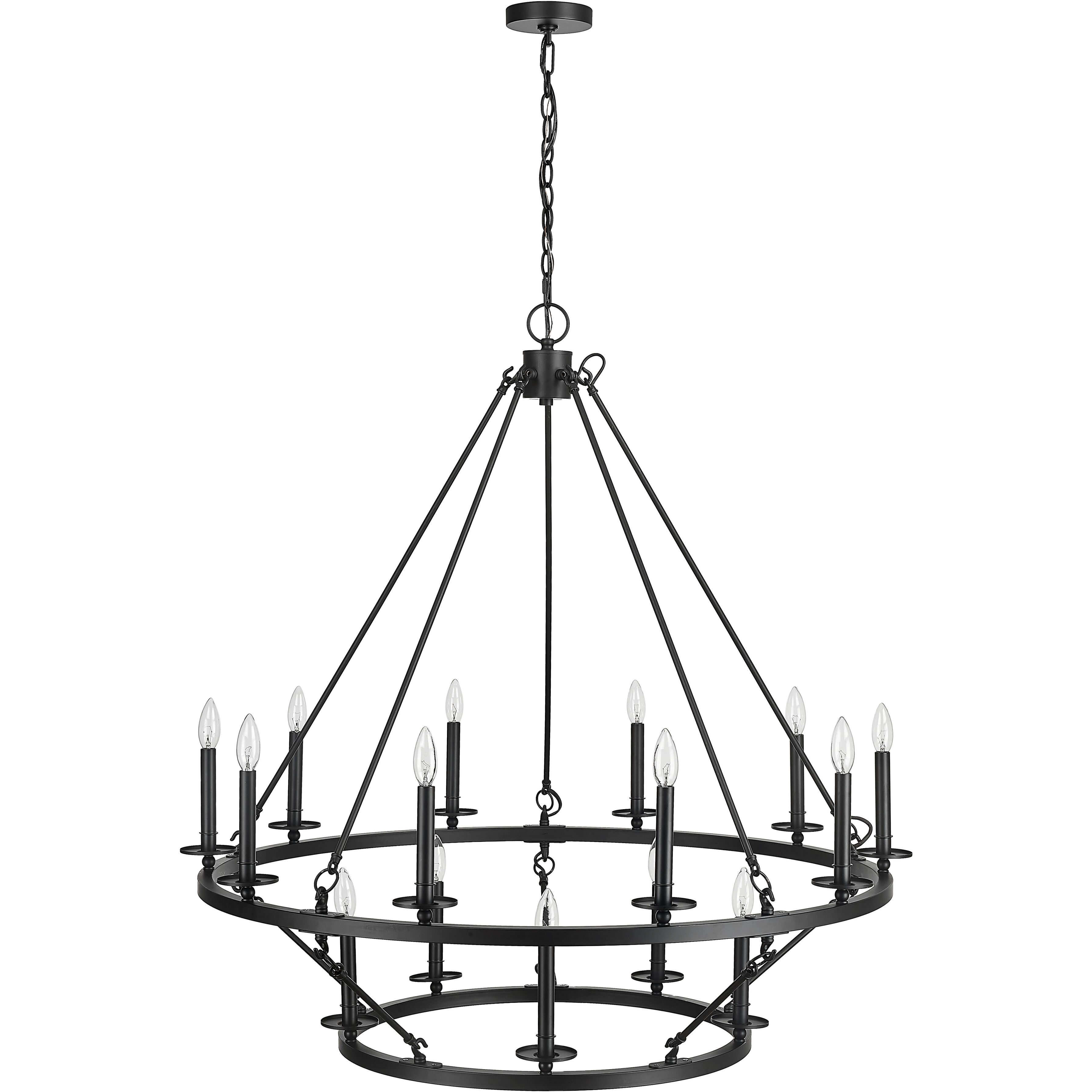 Florence 15 Light 41.75 inch Matte Black Chandelier Ceiling Light